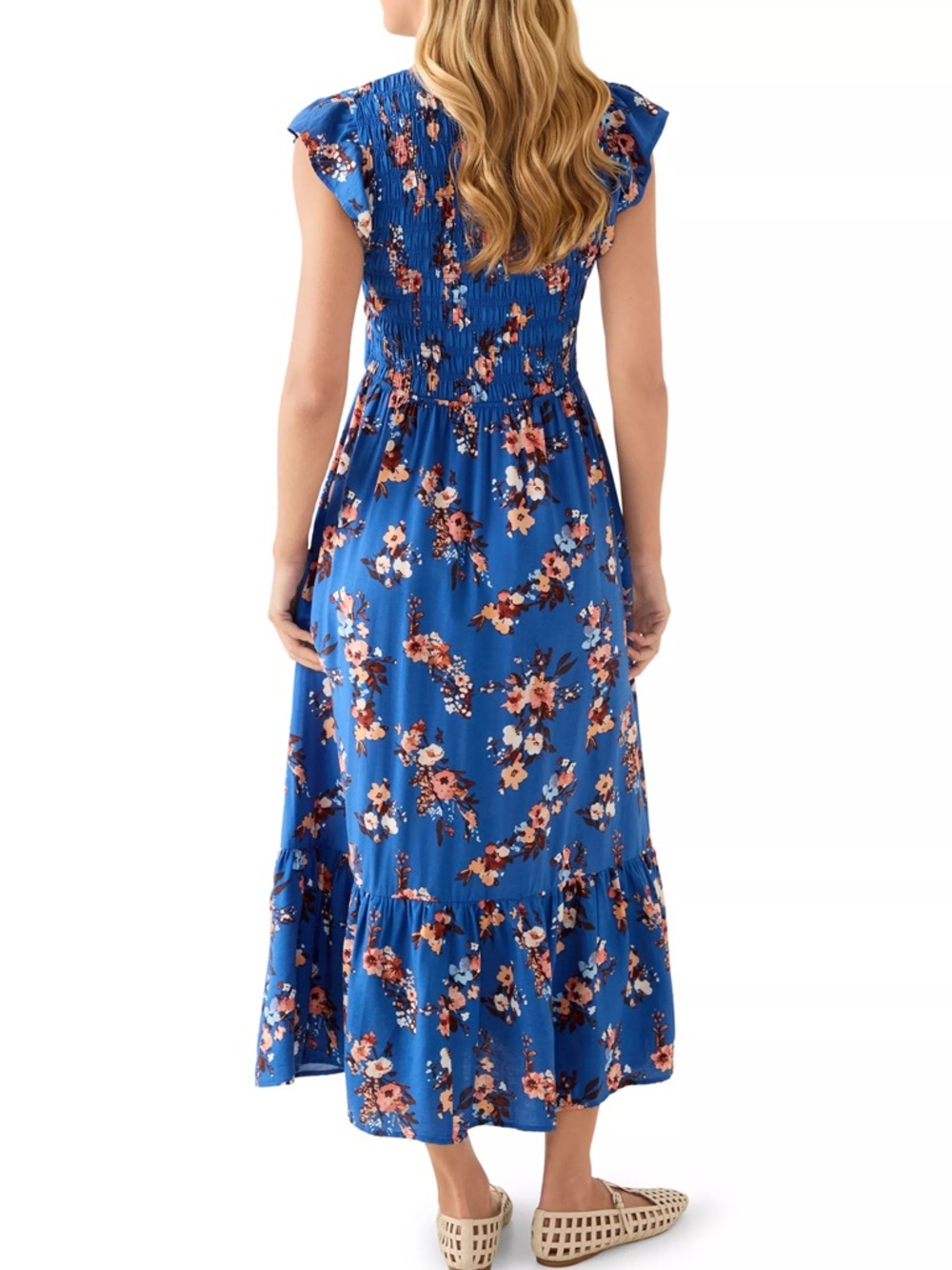Oak & Trellis Blue Floral V-Neck Tiered Maxi Dress NWOT - Picture 2 of 5